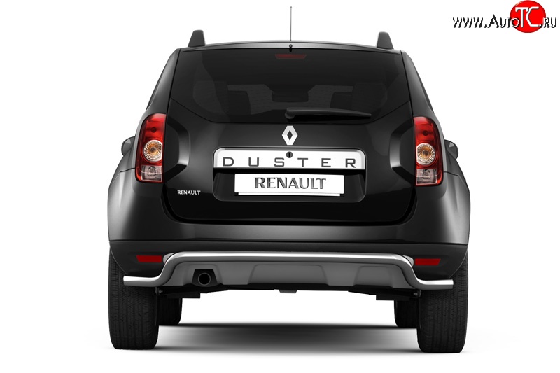 4 599 р. Защита Petroil Tuning заднего бампера диаметром 51 мм с изгибом под факоп  Renault Duster  HS (2010-2015) дорестайлинг (Нержавеющая полированная сталь)  с доставкой в г. Пермь