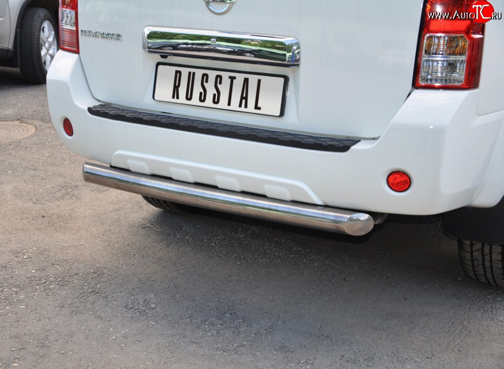 18 299 р. Защита заднего бампера (Ø76 мм, нержавейка) SLITKOFF Nissan Pathfinder R51 рестайлинг (2009-2014)  с доставкой в г. Пермь