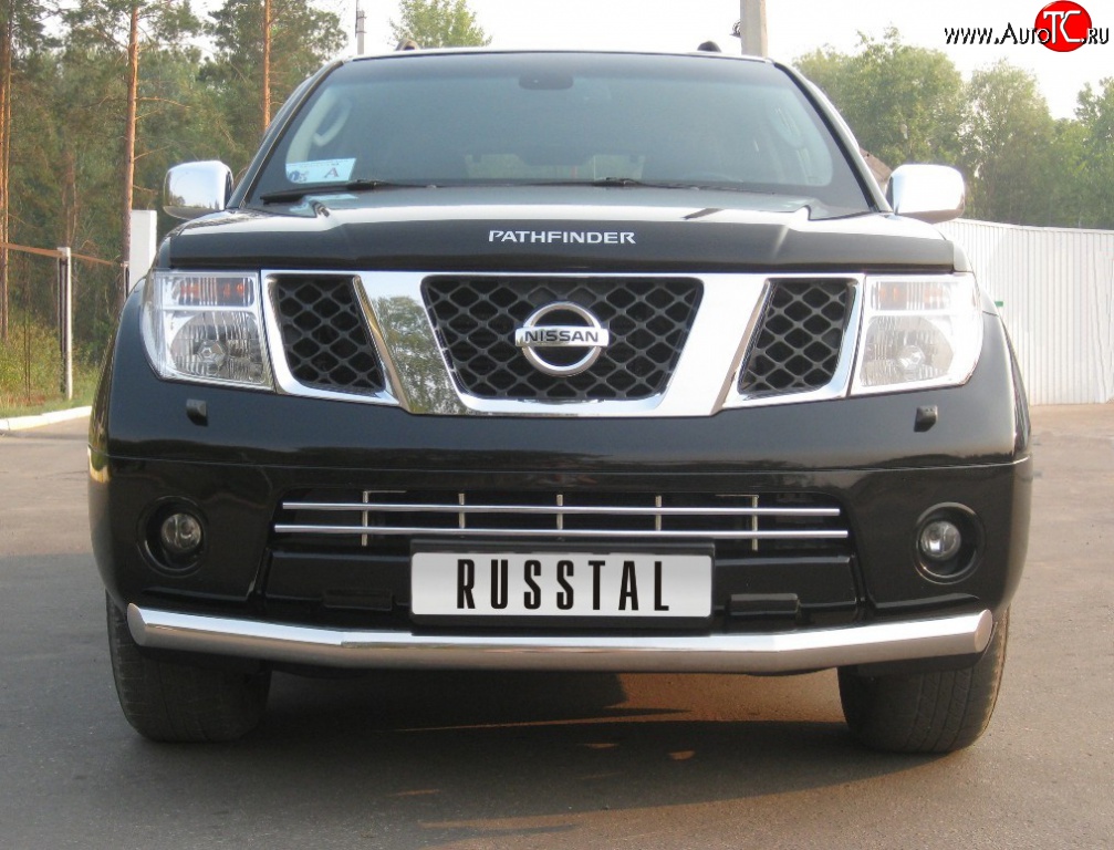 15 249 р. Одинарная защита переднего бампера SLITKOFF диаметром 76 мм Nissan Pathfinder R51 дорестайлинг (2004-2007)  с доставкой в г. Пермь