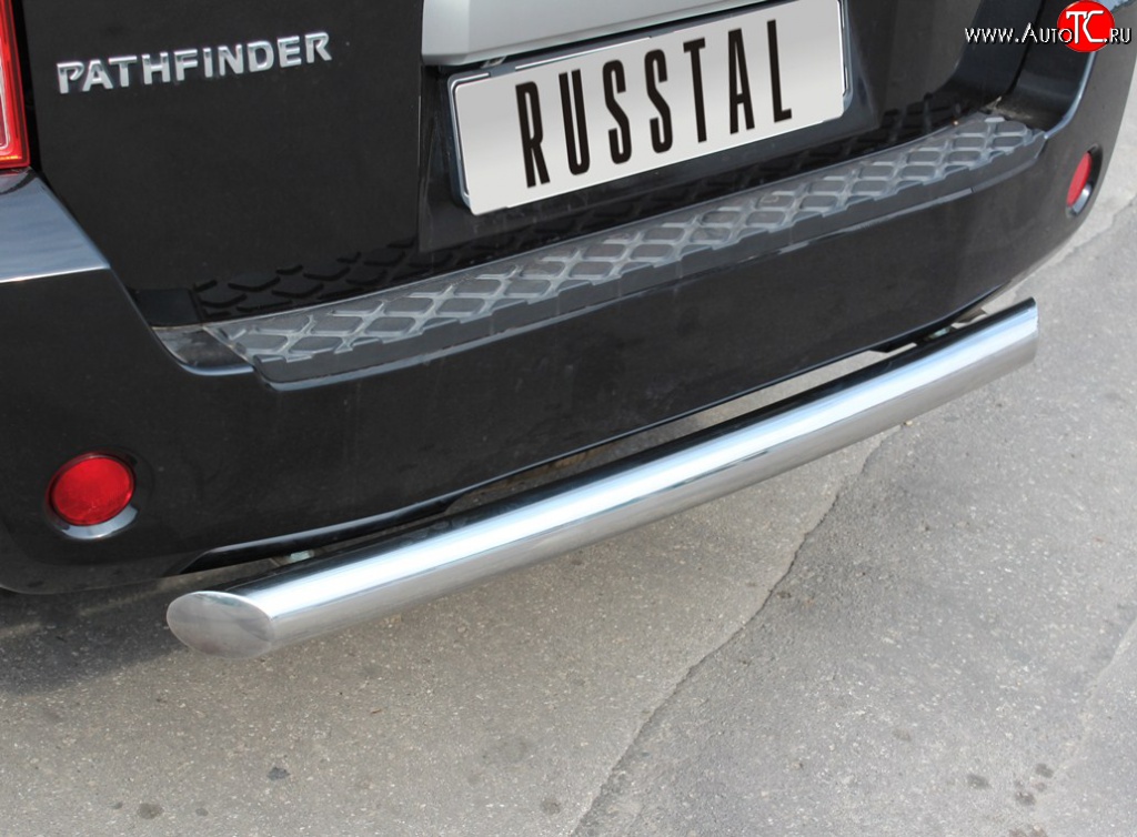 18 299 р. Защита заднего бампера (Ø76 мм, нержавейка) SLITKOFF Nissan Pathfinder R51 дорестайлинг (2004-2007)  с доставкой в г. Пермь