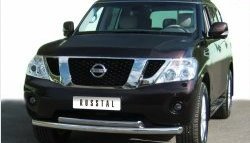 Защита переднего бампера (2 трубыØ76 и 63 мм, нержавейка) SLITKOFF Nissan Patrol  6 (2010-2014) Y62 дорестайлинг