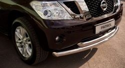 22 999 р. Защита переднего бампера (2 трубыØ76 и 63 мм, нержавейка) SLITKOFF Nissan Patrol 6 Y62 дорестайлинг (2010-2014)  с доставкой в г. Пермь. Увеличить фотографию 2