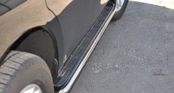 67 999 р. Защита порогов Russtal из круглой трубы диаметром 42 мм Nissan Patrol 6 Y62 дорестайлинг (2010-2014) (Защита порогов с со скосами на торцах (вариант 1))  с доставкой в г. Пермь. Увеличить фотографию 2