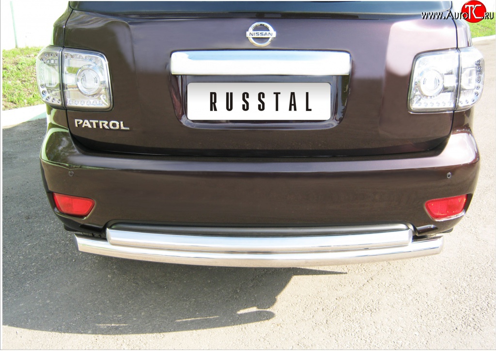 19 549 р. Защита заднего бампера (Ø76 мм, нержавейка) SLITKOFF  Nissan Patrol  6 (2010-2014) Y62 дорестайлинг  с доставкой в г. Пермь