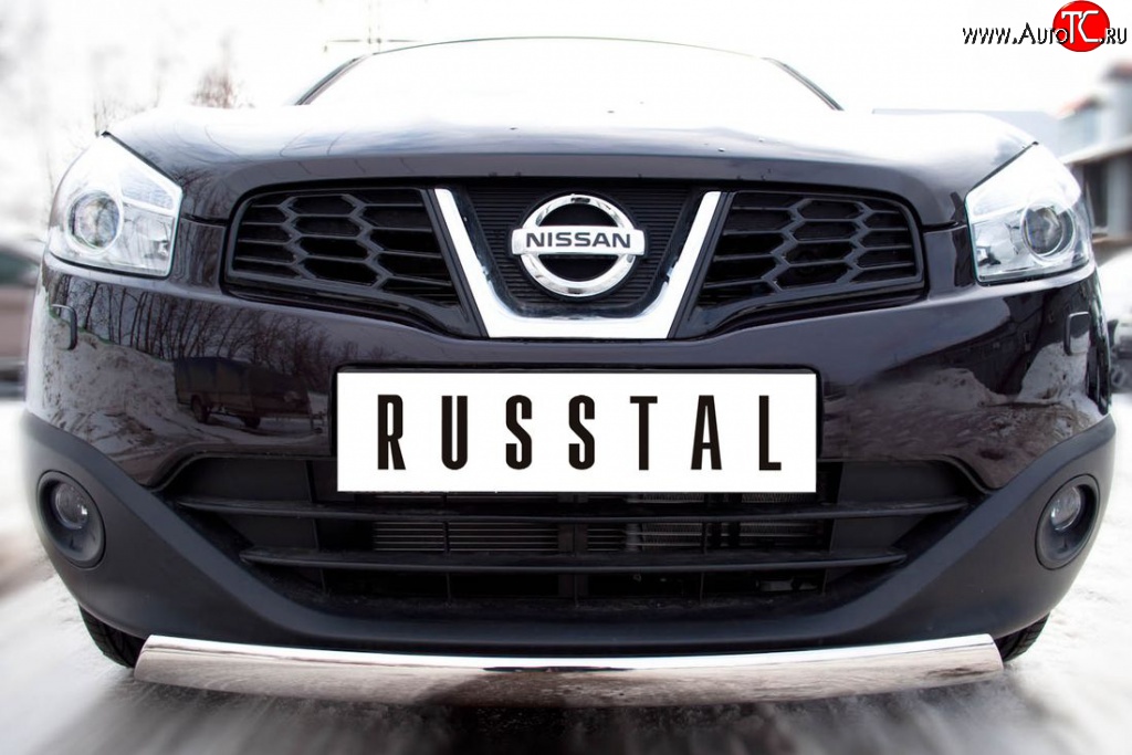 11 499 р. Защита переднего бампера (Ø75х42 мм, нержавейка) Russtal Nissan Qashqai 1 J10 рестайлинг (2010-2013)  с доставкой в г. Пермь