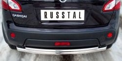 Защита заднего бампера (Ø63 и 42 мм, нержавейка) SLITKOFF Nissan Qashqai 1 J10 рестайлинг (2010-2013) (полированная нержавейка)