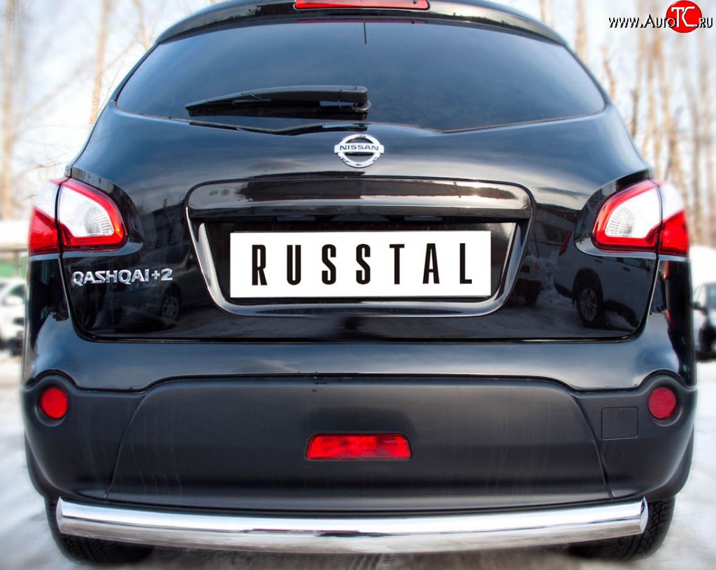 14 499 р. Защита заднего бампера (Ø76 мм, нержавейка) SLITKOFF  Nissan Qashqai +2  1 (2008-2010) J10 дорестайлинг  с доставкой в г. Пермь