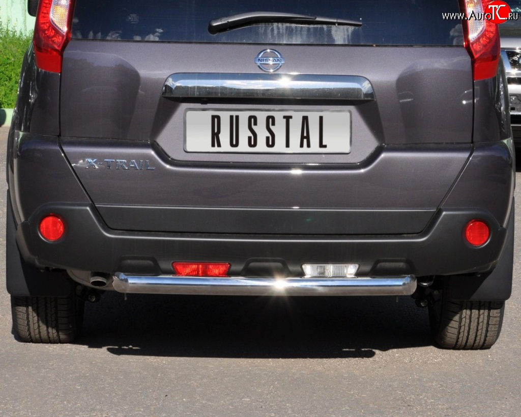 8 799 р. Защита заднего бампера (Ø76 мм, нержавейка) Russtal Nissan X-trail 2 T31 рестайлинг (2010-2015)  с доставкой в г. Пермь