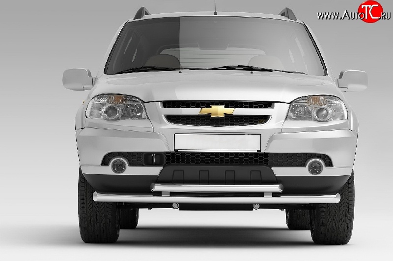 8 499 р. Защита переднего бампера Petroil Tuning (Ø63/51 мм)  Chevrolet Niva  2123 (2009-2020), Лада 2123 (Нива Шевроле) (2009-2021) (Нержавеющая полированная сталь)  с доставкой в г. Пермь