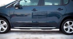 83 999 р. Защита порогов Russtal из трубы d76 мм с пластиковыми вставками для ног Peugeot 3008 рестайлинг (2013-2017) (Защита порогов с со скосами на торцах (вариант 1))  с доставкой в г. Пермь. Увеличить фотографию 5