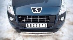 Защита переднего бампера (Ø 42 мм, нержавейка) SLITKOFF Peugeot 3008 (2009-2013) дорестайлинг