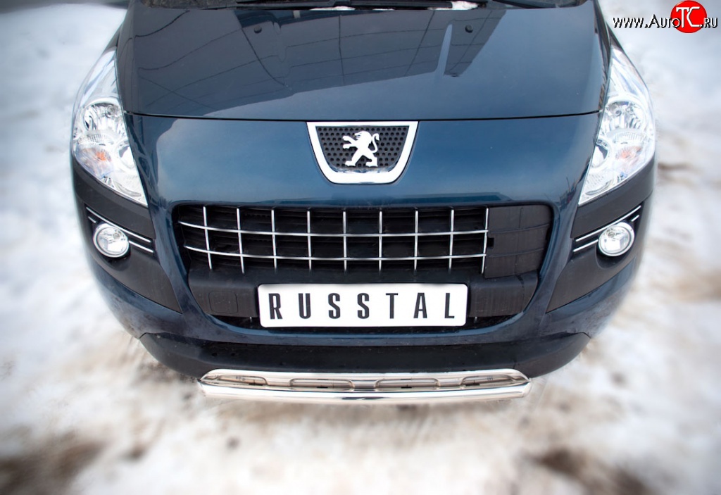 12 999 р. Защита переднего бампера (Ø 42 мм, нержавейка) SLITKOFF  Peugeot 3008 (2009-2013) дорестайлинг  с доставкой в г. Пермь