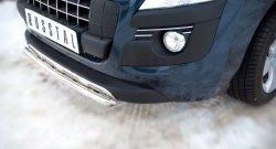 12 999 р. Защита переднего бампера (Ø 42 мм, нержавейка) SLITKOFF  Peugeot 3008 (2009-2013) дорестайлинг  с доставкой в г. Пермь. Увеличить фотографию 2