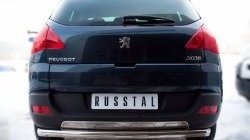 Защита заднего бампера (Ø63 мм, нержавейка) SLITKOFF Peugeot 3008 (2009-2013) дорестайлинг