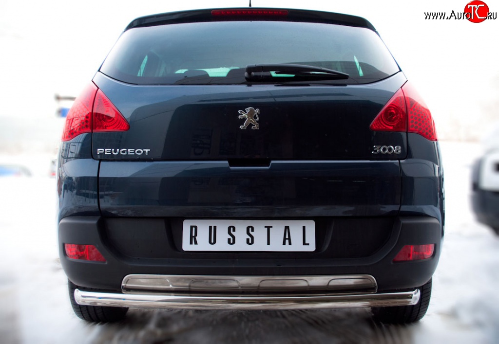 13 449 р. Защита заднего бампера (Ø63 мм, нержавейка) SLITKOFF  Peugeot 3008 (2009-2013) дорестайлинг  с доставкой в г. Пермь