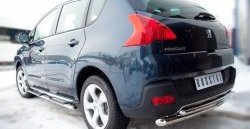 16 499 р. Защита заднего бампера (Ø 63 и 42 мм, нержавейка) SLITKOFF  Peugeot 3008 (2009-2013) дорестайлинг  с доставкой в г. Пермь. Увеличить фотографию 2