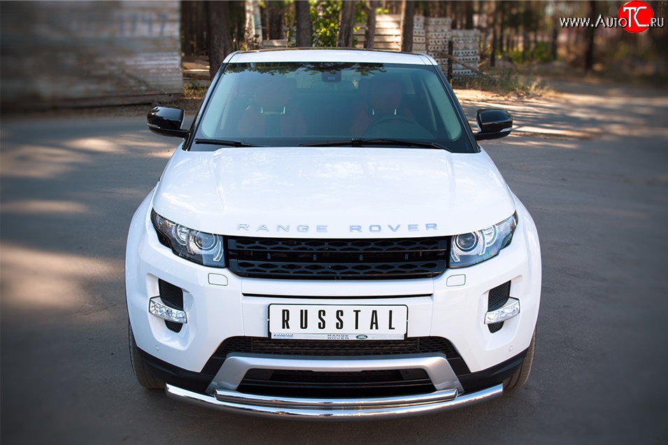 18 949 р. Защита переднего бампера (Dynamic, 2 трубыØ63 и 42 мм, нержавейка) SLITKOFF  Land Rover Range Rover Evoque  1 L538 (2011-2015) дорестайлинг 3 дв., дорестайлинг 5 дв.  с доставкой в г. Пермь
