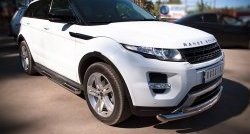 24 549 р. Защита порогов с пластиковыми вставками для ног SLITKOFF из круглой трубы диаметром 76 мм (Dynamic)  Land Rover Range Rover Evoque  1 L538 (2011-2015) дорестайлинг 5 дв.  с доставкой в г. Пермь. Увеличить фотографию 3