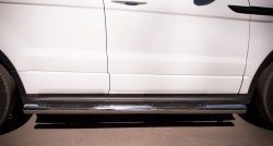 24 549 р. Защита порогов с пластиковыми вставками для ног SLITKOFF из круглой трубы с закругленными торцами диаметром 76 мм (Dynamic)  Land Rover Range Rover Evoque  1 L538 (2011-2015) дорестайлинг 5 дв.  с доставкой в г. Пермь. Увеличить фотографию 2