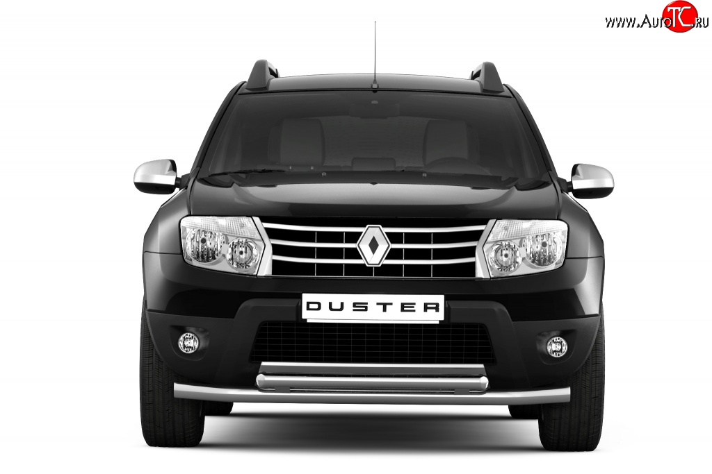 14 599 р. Защита переднего бампера двойная из труб d63/51 мм Petroil Tuning.  Renault Duster  HS (2010-2021) дорестайлинг, рестайлинг (Нержавеющая полированная сталь)  с доставкой в г. Пермь