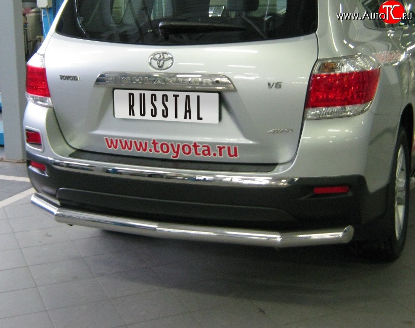 17 849 р. Защита заднего бампера (Ø76 мм, нержавейка) SLITKOFF  Toyota Highlander  XU40 (2010-2013) рестайлинг  с доставкой в г. Пермь