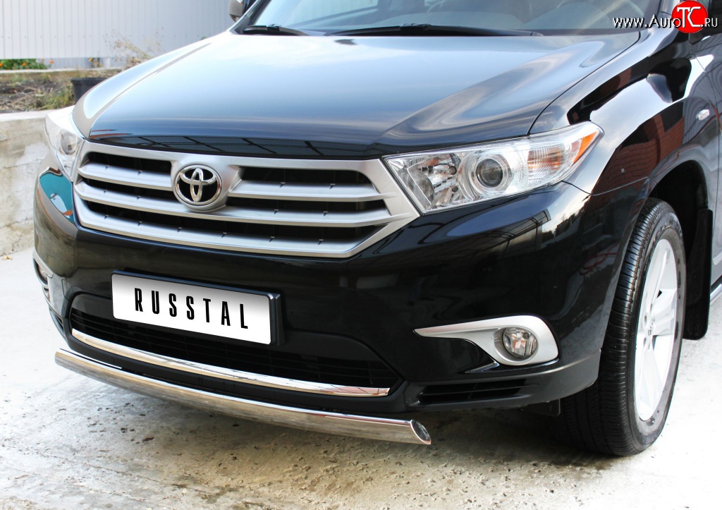 11 599 р. Защита переднего бампера (Ø75х42 мм, нержавейка) Russtal Toyota Highlander XU40 рестайлинг (2010-2013)  с доставкой в г. Пермь