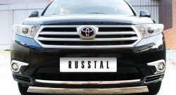 11 599 р. Защита переднего бампера (Ø75х42 мм, нержавейка) Russtal Toyota Highlander XU40 рестайлинг (2010-2013)  с доставкой в г. Пермь. Увеличить фотографию 3