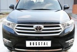 11 599 р. Защита переднего бампера (Ø75х42 мм, нержавейка) Russtal Toyota Highlander XU40 рестайлинг (2010-2013)  с доставкой в г. Пермь. Увеличить фотографию 4