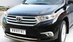 11 599 р. Защита переднего бампера (Ø75х42 мм, нержавейка) Russtal Toyota Highlander XU40 рестайлинг (2010-2013)  с доставкой в г. Пермь. Увеличить фотографию 5