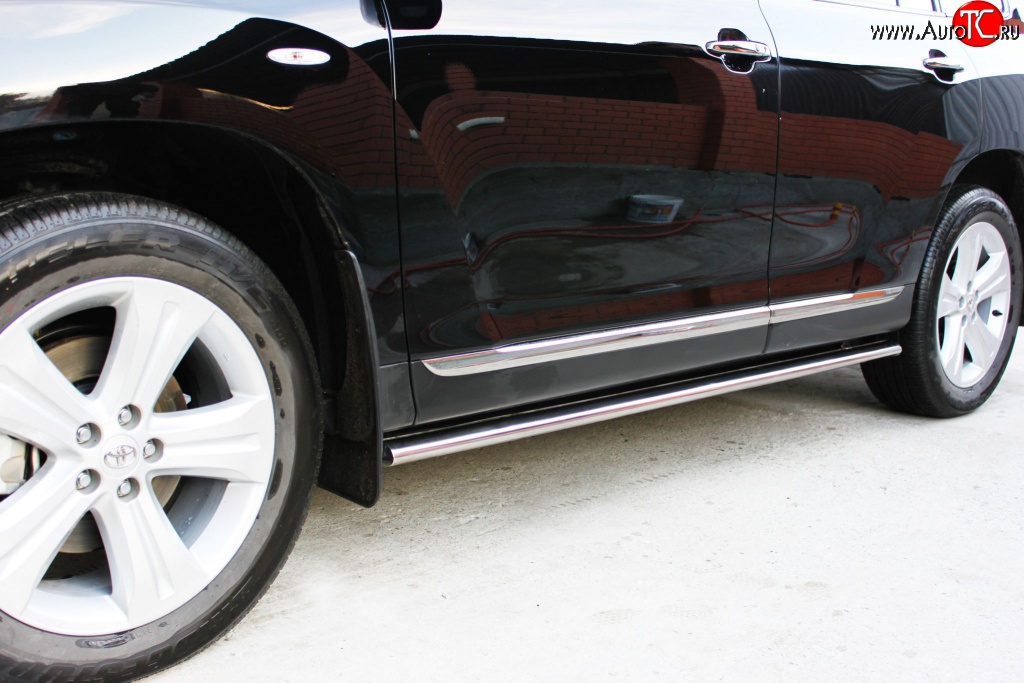 26 199 р. Защита порогов Russtal из овальной трубы диаметром 75x45 мм Toyota Highlander XU40 рестайлинг (2010-2013)  с доставкой в г. Пермь