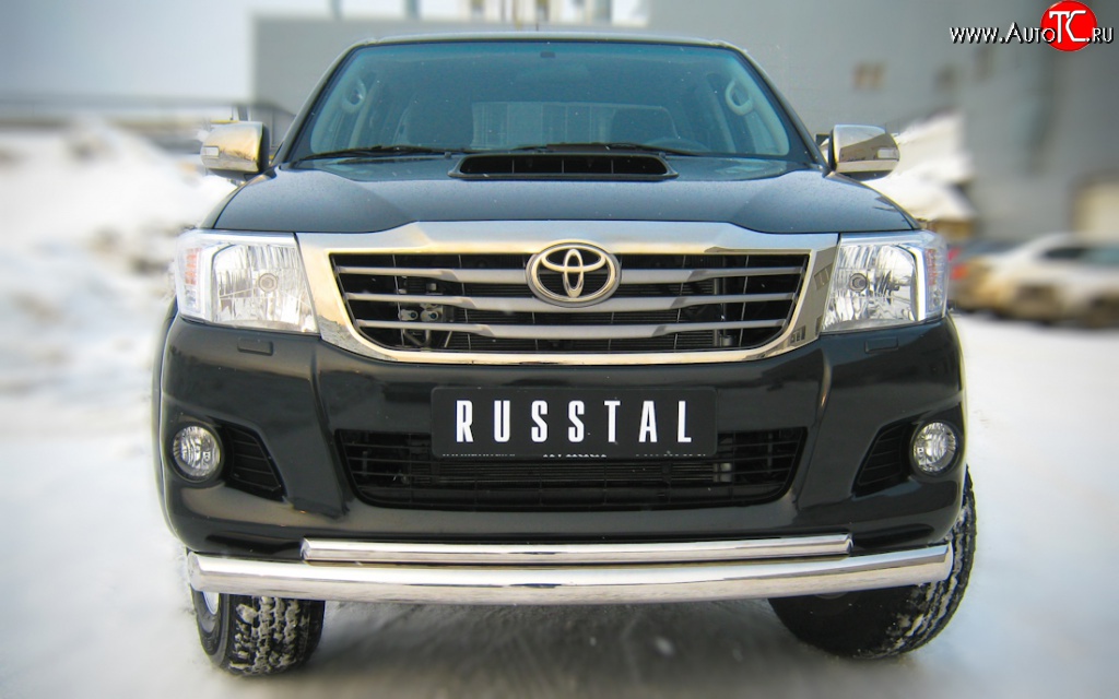 19 999 р. Защита переднего бампера (2 трубыØ76 и 42 мм, нержавейка) SLITKOFF Toyota Hilux AN20,AN30  2-ой рестайлинг (2011-2016)  с доставкой в г. Пермь