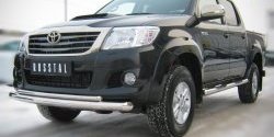 19 999 р. Защита переднего бампера (2 трубыØ76 и 42 мм, нержавейка) SLITKOFF Toyota Hilux AN20,AN30  2-ой рестайлинг (2011-2016)  с доставкой в г. Пермь. Увеличить фотографию 2