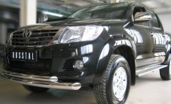 20 399 р. Защита переднего бампера (2 трубыØ76 и 63 мм, нержавейка) SLITKOFF Toyota Hilux AN20,AN30  2-ой рестайлинг (2011-2016)  с доставкой в г. Пермь. Увеличить фотографию 2