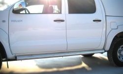 77 999 р. Защита порогов Russtal из круглой трубы диаметром 76 мм Toyota Hilux AN20,AN30  2-ой рестайлинг (2011-2016) (Защита порогов с со скосами на торцах (вариант 1))  с доставкой в г. Пермь. Увеличить фотографию 2