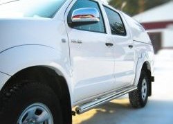 77 999 р. Защита порогов Russtal из круглой трубы диаметром 76 мм Toyota Hilux AN20,AN30  2-ой рестайлинг (2011-2016) (Защита порогов с со скосами на торцах (вариант 1))  с доставкой в г. Пермь. Увеличить фотографию 3
