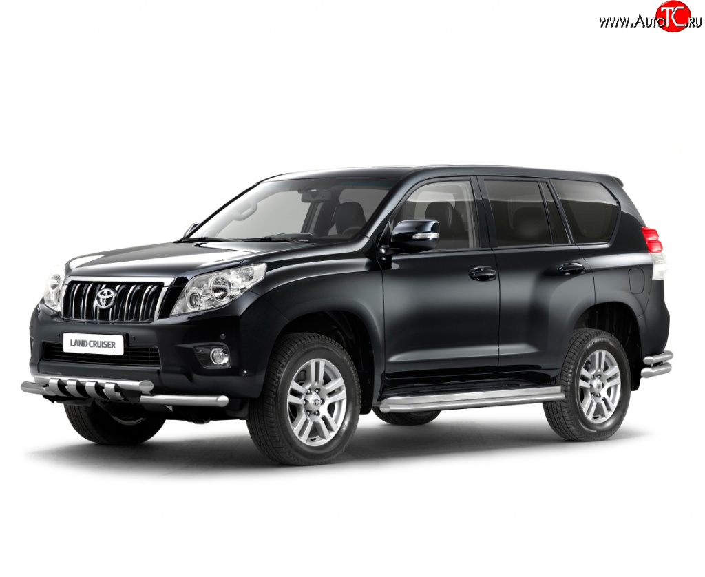 20 099 р. Защита порогов из трубы Ø51 Petroil Tuning. Toyota Land Cruiser Prado J150 дорестайлинг (2009-2013) (Нержавеющая полированная сталь)  с доставкой в г. Пермь
