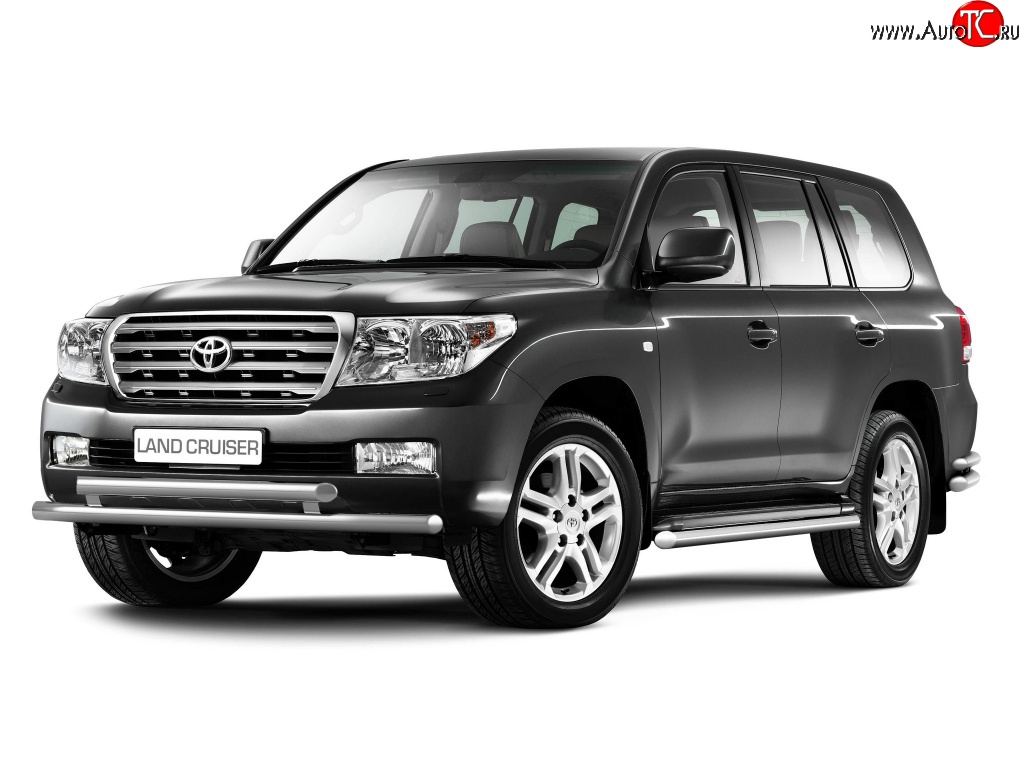 11 899 р. Защита порогов Petroil Tuning из круглой трубы диаметром 63 мм Toyota Land Cruiser 200 дорестайлинг (2007-2012)  с доставкой в г. Пермь