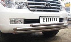 33 999 р. Тройная защита переднего бампера SLITKOFF из труб диаметром 63, 63 и 42 мм  Toyota Land Cruiser  200 (2007-2012) дорестайлинг  с доставкой в г. Пермь. Увеличить фотографию 2
