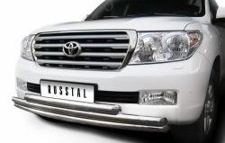 35 949 р. Тройная защита переднего бампера SLITKOFF из труб диаметром по 63 мм  Toyota Land Cruiser  200 (2007-2012) дорестайлинг  с доставкой в г. Пермь. Увеличить фотографию 2