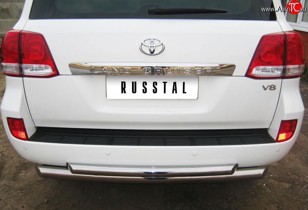 16 449 р. Защита заднего бампера (Ø76 и 63 мм, нержавейка) SLITKOFF Toyota Land Cruiser 200 дорестайлинг (2007-2012)  с доставкой в г. Пермь