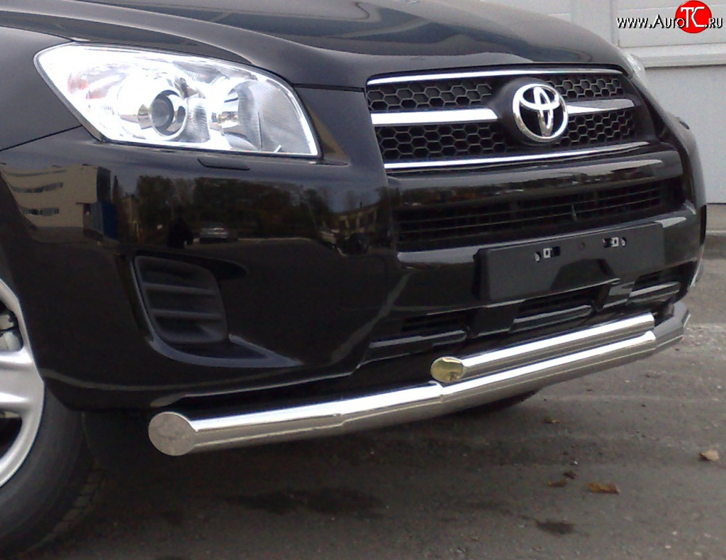 14 449 р. Защита переднего бампера (2 трубыØ76 и 42 мм, нержавейка) SLITKOFF Toyota RAV4 XA30 5 дв. удлиненный 1-ый рестайлинг (2009-2010)  с доставкой в г. Пермь