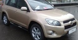 83 999 р. Защита порогов Russtal из трубы d76 мм с пластиковыми вставками для ног Toyota RAV4 XA30 5 дв. удлиненный 1-ый рестайлинг (2009-2010) (Защита порогов с со скосами на торцах (вариант 1))  с доставкой в г. Пермь. Увеличить фотографию 2