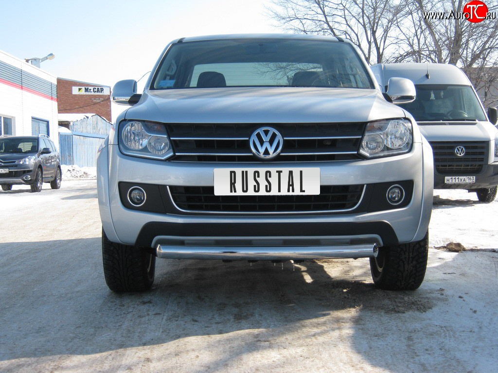 11 099 р. Одинарная защита переднего бампера Russtal диаметром 76 мм Volkswagen Amarok дорестайлинг (2009-2016)  с доставкой в г. Пермь