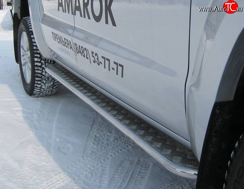 20 399 р. Широкая защита порогов Russtal Volkswagen Amarok дорестайлинг (2009-2016)  с доставкой в г. Пермь