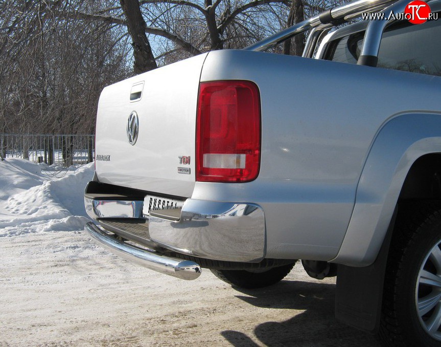 9 999 р. Защита заднего бампера (Ø76 мм, нержавейка) Russtal Volkswagen Amarok дорестайлинг (2009-2016)  с доставкой в г. Пермь