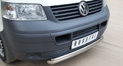 16 999 р. Защита переднего бампера (2 трубыØ63 и 42 мм, нержавейка) SLITKOFF Volkswagen Transporter T5 дорестайлинг (2003-2009)  с доставкой в г. Пермь. Увеличить фотографию 2