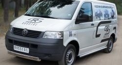 16 999 р. Защита переднего бампера (2 трубыØ63 и 42 мм, нержавейка) SLITKOFF Volkswagen Transporter T5 дорестайлинг (2003-2009)  с доставкой в г. Пермь. Увеличить фотографию 4