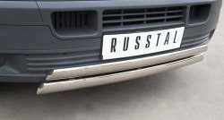 16 849 р. Защита переднего бампера (2 трубыØ75х42 мм, нержавейка) Russtal Volkswagen Transporter T5 дорестайлинг (2003-2009)  с доставкой в г. Пермь. Увеличить фотографию 2