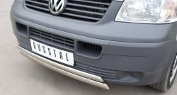 16 849 р. Защита переднего бампера (2 трубыØ75х42 мм, нержавейка) Russtal Volkswagen Transporter T5 дорестайлинг (2003-2009)  с доставкой в г. Пермь. Увеличить фотографию 3
