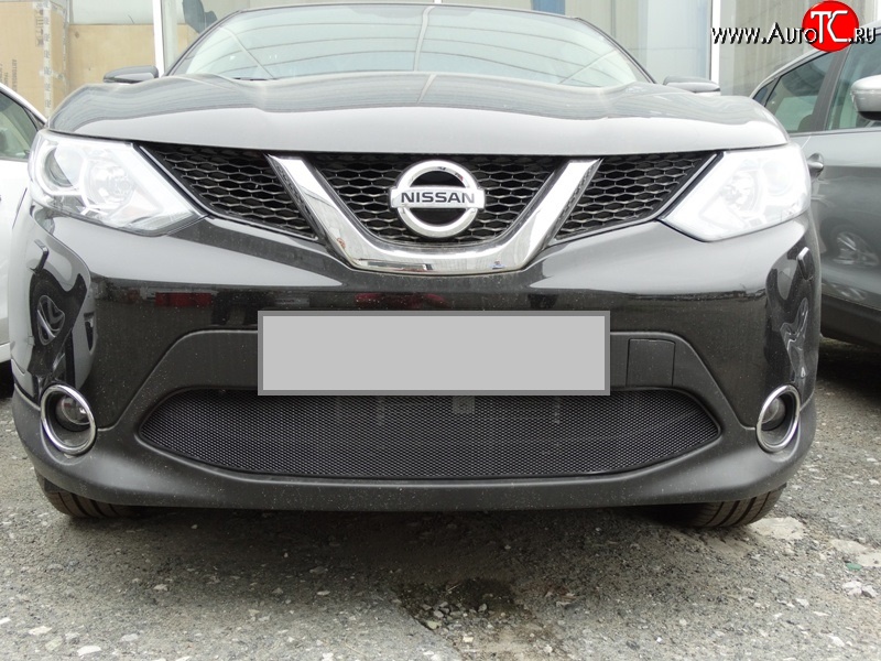 2 089 р. Сетка на бампер Russtal (черная) Nissan Qashqai 2 J11 рестайлинг (2017-2022)  с доставкой в г. Пермь